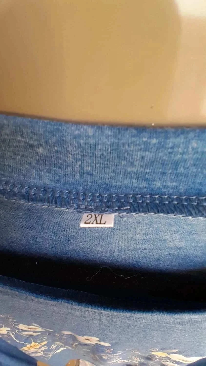 Camiseta azul com estampa de flores, tamanho 2XL, mangas longas – photo 5